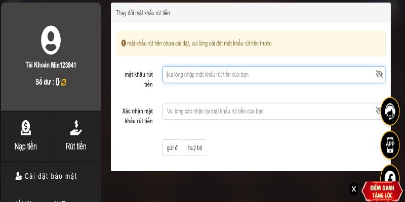 Nhập mật khẩu đủ mạnh khi rút tiền 789WIN để không ai đoán được