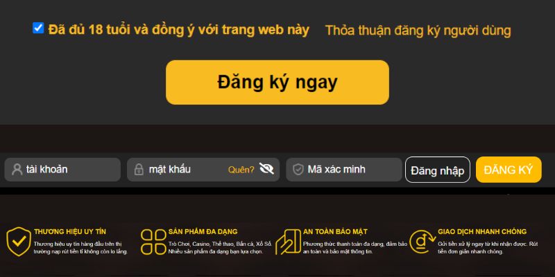 Người chơi chưa đủ 18 tuổi không thể đăng ký thành viên